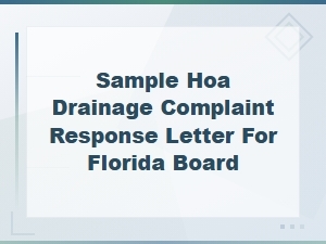 Hoa Drainage Complaint Response Letter for Florida Boards