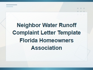 Florida Hoa Water Runoff Complaint Letter Template