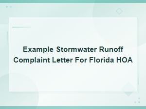 Sample Stormwater Runoff Complaint Letter for Florida Hoa